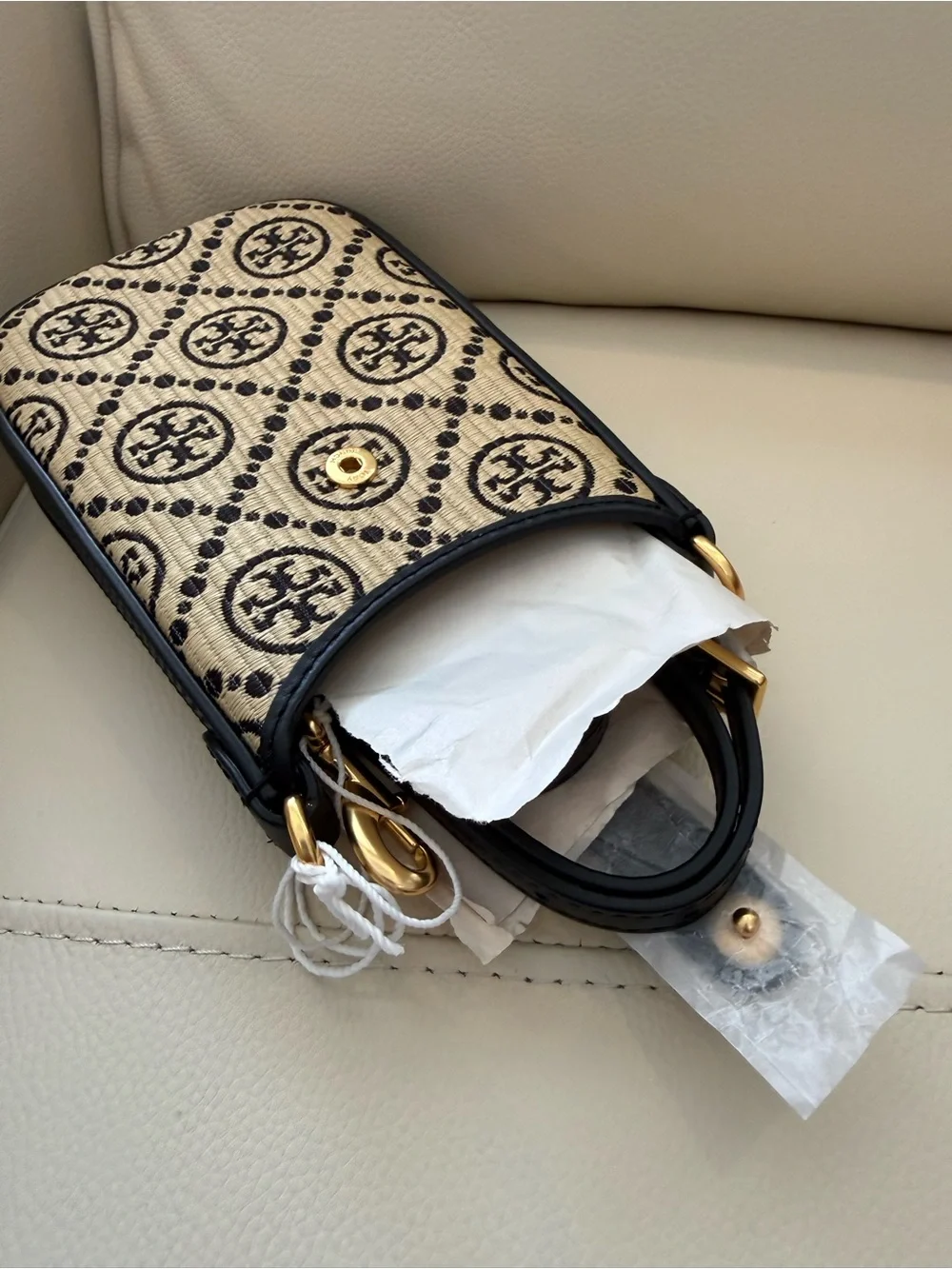 NWT T Monogram Raffia Phone crossbody